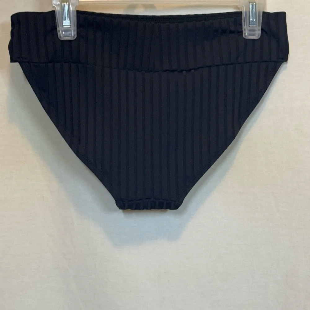 AA-571 Aerie NWT Black Ribbed‎ Lined Summer Swim Bikini Bottoms Size S